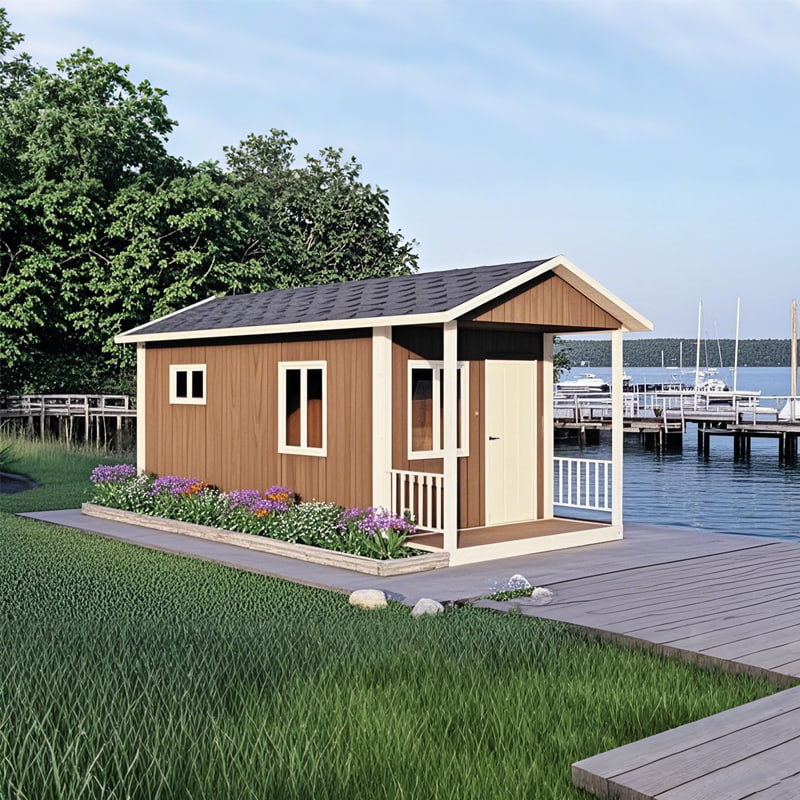 Afneembaar containerhuis met schuin dak